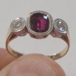 Custom Parker Idea Low Profile 3stone Ring Design With Ruby And 2 Diamonds 150x150