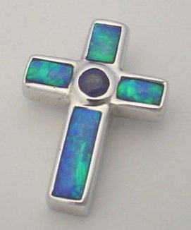 Custom Black Opal Inlay Cross