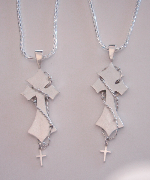Custom Cross Silver Wires Wrap Earrings