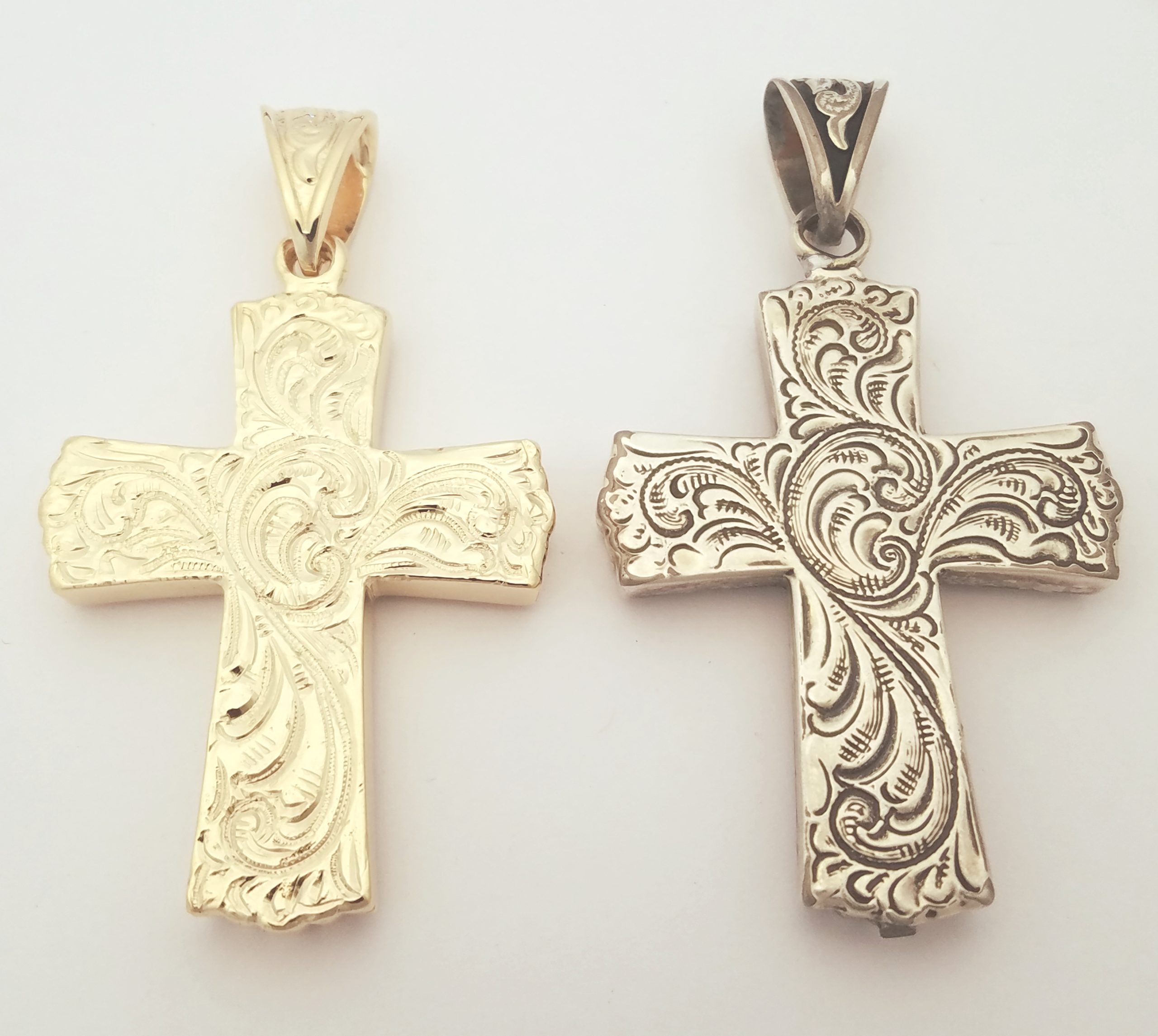 Custom Gold Cross Back Pollock Hand Engraved