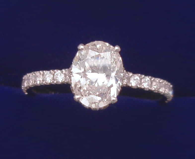 Custom Skyler Oval Gallery Halo Ring Diamonds Cad Cam Platinum