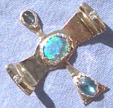 Jeff Thomson Original Opal Cross Sapphires Giold Art Jewelry 1993 Duncan